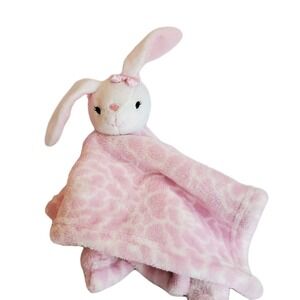 Hudson Baby Pink White Bunny Security Blanket Lovey HB‎ Soft Fleece Floral